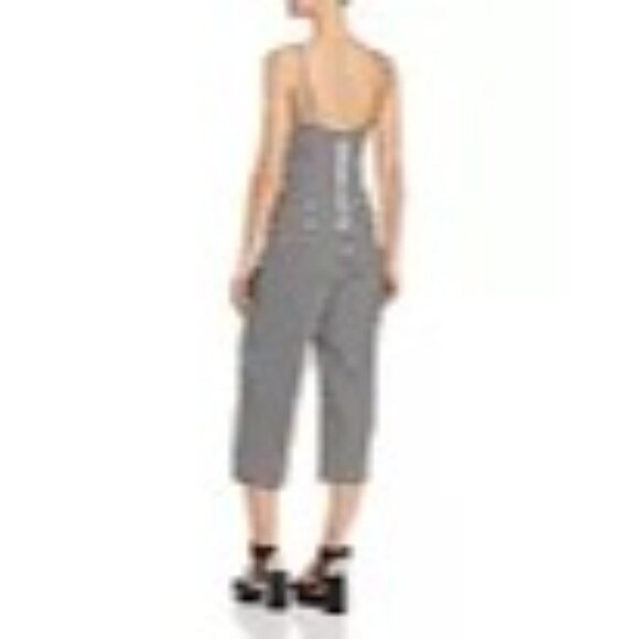 Alpha and Omega XS Black & White Striped Tie Front Wide Leg Jumpsuit Professiona - Picture 2 of 8